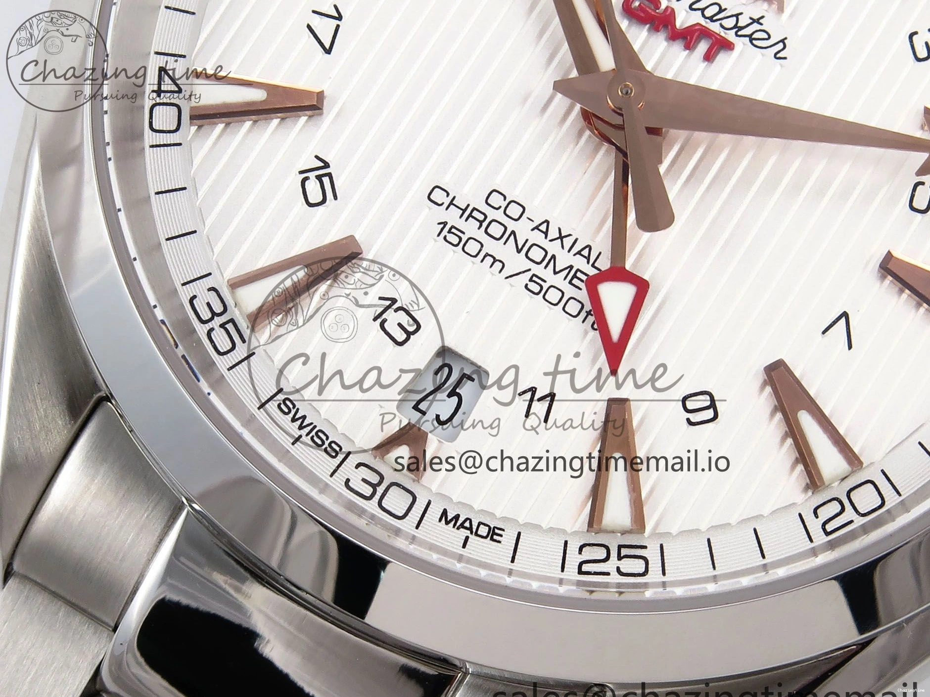 0508 Snug Aqua Terra 150M GMT OMF 1:1 Best Edition White RG Textured Dial on SS Bracelet A 7714